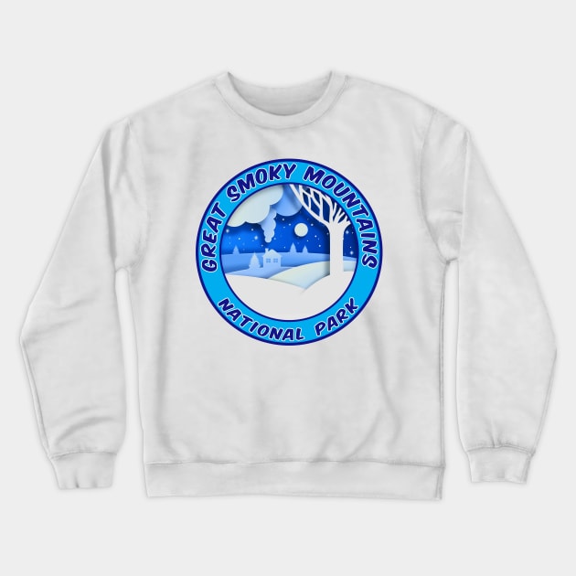 Great Smoky Mountains National Park Log Cabin Night Crewneck Sweatshirt by TravelTime